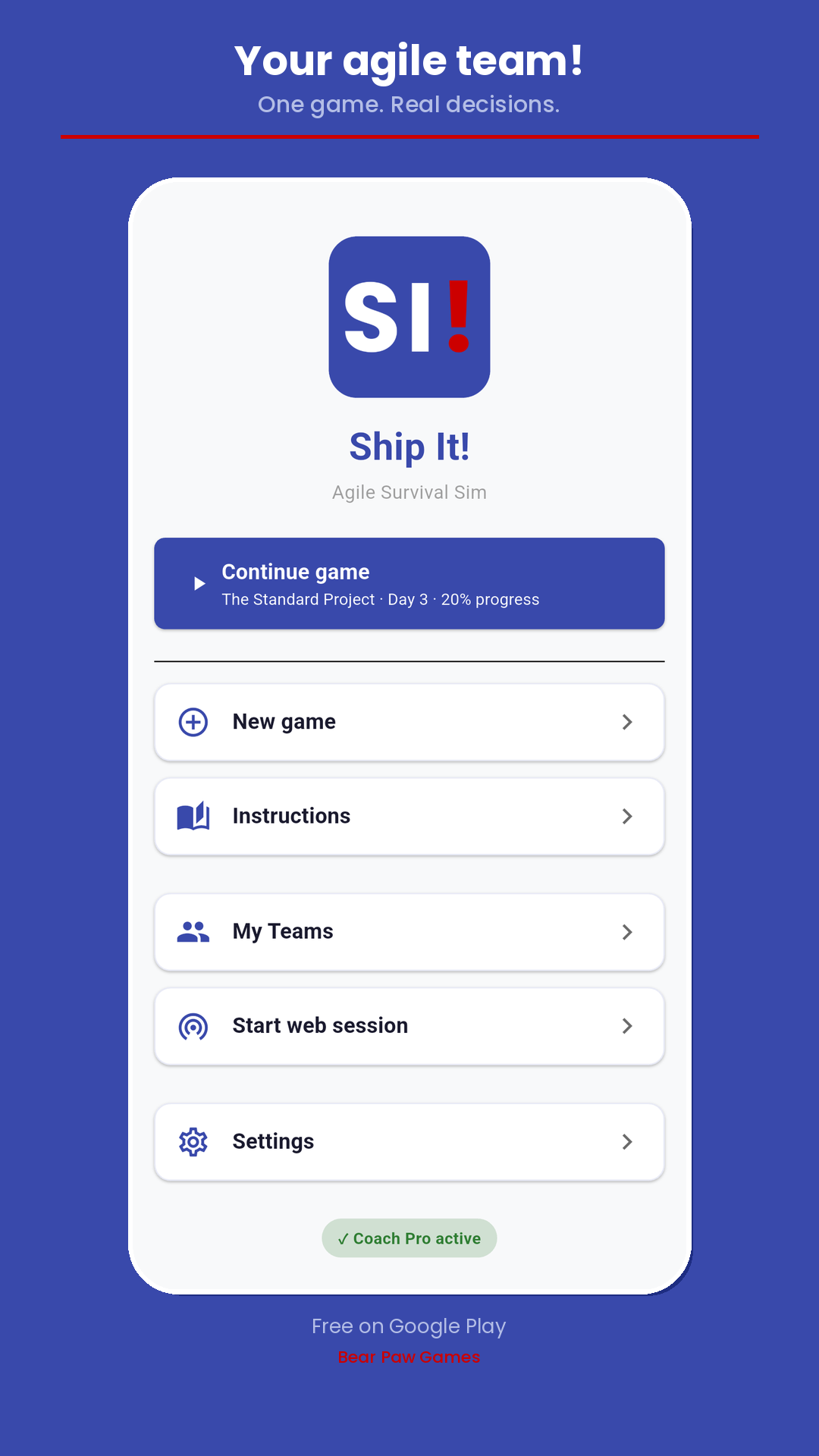 Ship It! Main Menu